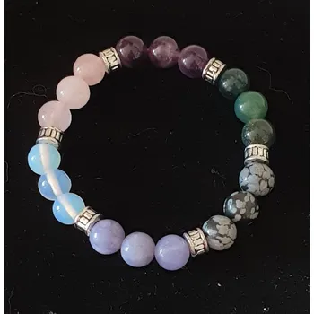 Náramek Náramek s minerály > M (17-18cm) (čakrový (obsidián,tygří oko..))