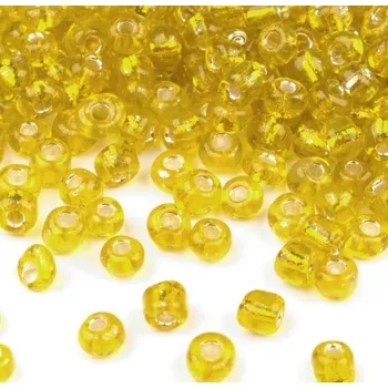 Dětské navlékací korálky Korálky/rokajl s průtahem - žlutá > (6/0) Ø4,1mm (sáček 30g)