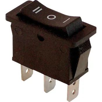 vypínač Tracon TES-12 Kolébkový přepínač, 3-poloh., černý, (popis I-0-II) 16(6)A, 250V AC (Tracon TES-12)