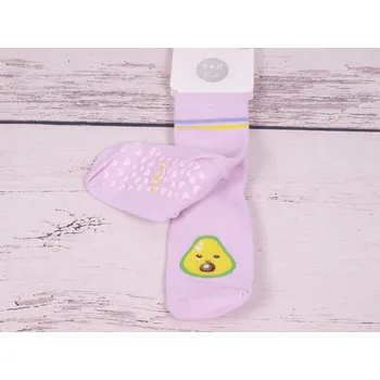 ABS ponožky YO SKA0002G protiskluzové růžovofialkové s avokádem velikosti ponožek: 14-15 ( EUR vel. 20-22)