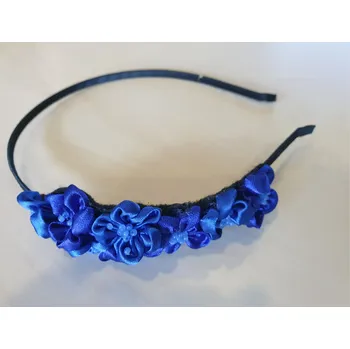 Čelenka do vlasů s květinami - modrá