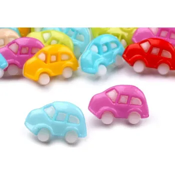 Knoflík Knoflík dětský - autíčko - 10 kusů (mix barev)