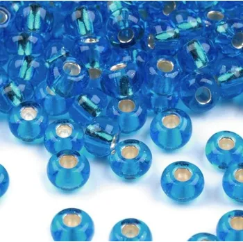 Dětské navlékací korálky Rokajl PRECIOSA modrá s průtahem > (6/0) Ø4,1mm (sáček 20g)