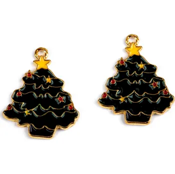 Přívěsek Přívěsek kovový smalt - vánoční stromeček 20×24mm (1kus)