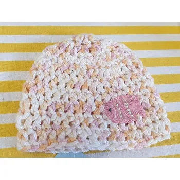 Čepice Bavlněná háčkovaná čepička > 34cm (růžový melír-rybička)
