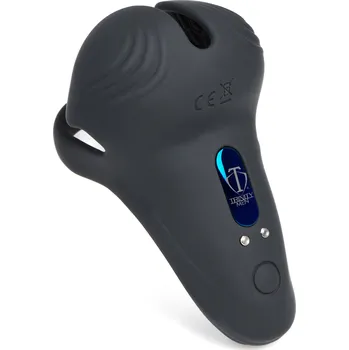 Trinity Vibes 10X Silicone Cock & Ball Ring with Taint Stim & Remote Control Black