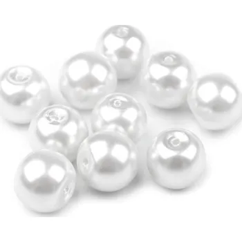 Dětské navlékací korálky Skleněné voskové perly - bílá > Ø8mm (sáček 30g)