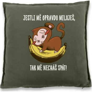 Dekorativní polštářek Vtipný polštář Jestli mě opravdu miluješ, Barva Tmavě zelená, Velikost 40×40 cm, Canvas Bavlněný polštář Bezvatriko.cz 1037