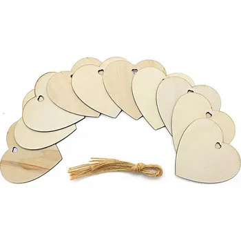 Výtvarná sada DIY Sada přírodních dřevěných srdíček, 10 ks, WHITE ORCHID