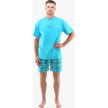 Pánské pyžamo Gina 79136P tyrkysové/tmavě šedé XL