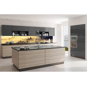 Fototapeta DIMEX | Fototapeta do kuchyně Lesní krajina KI-350-142 | 350 x 60 cm | černá, žlutá + Samolepicí fototapeta za kuchyňskou linku DIMEX Lesní krajina v šíři 350 cm