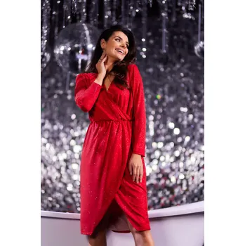 Dámské šaty Obálkové šaty s elastickým pasem A548 Barva: Červená, Velikost: XL