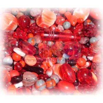 Dětské navlékací korálky Korálky skleněné ramš (sáček 50g) - červená (PRECIOSA)