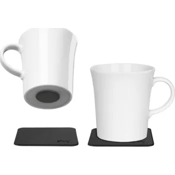 Silwy magnetická sada bílých porcelánových hrnků 270 ml + podložky