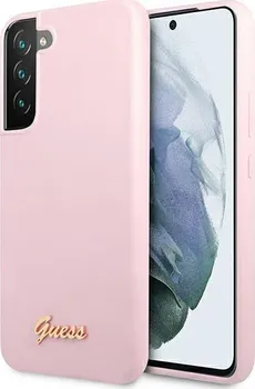 Pouzdro na mobilní telefon Guess Silicone Script Metal Logo Samsung Galaxy S22+ Lavender 