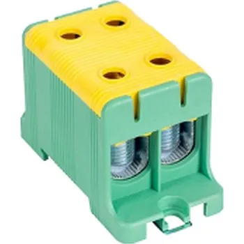 Tracon FLEAL-150/2ZS Rozvodná svorka, montáž na DINlištu a na povrch, zeleno/žl. 35-150mm2, max. 1000VAC/1500VDC, max.320A (Tracon FLEAL-150/2ZS)