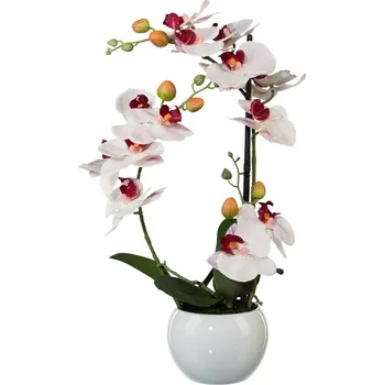 umělá květina Umělá orchidej Phalaenopsis v keramickém květináči bílá 42 cm