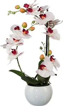 Umělá květina Umělá orchidej Phalaenopsis v keramickém květináči bílá 42 cm