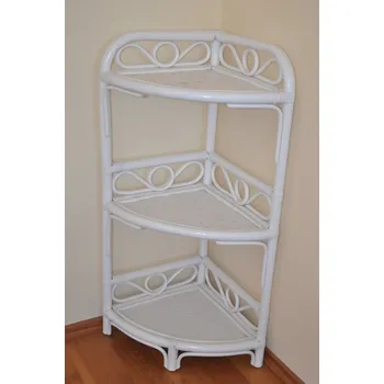 Nábytek Ratanová police rohová 3 patra bílá