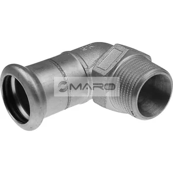 rozdělovač topení KAN-therm Inox Koleno nerezové lisovací s vnějším závitem 90° pro pitnou vodu, topení 18 mm x 1/2", profil "M", 1609070002