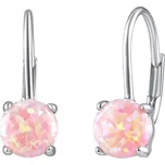 Silvego Stříbrné náušnice s růžovým syntetickým opálem LPS1398P + 2 měsíce na vrácení zboží