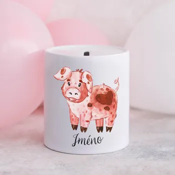 Pokladnička Domovi Bílá keramická pokladnička se jménem Prasátko 9cm