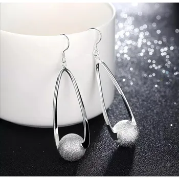 Souprava šperků Podlouhlé dámské náušnice s pískovanou kuličkou (Náušnice )