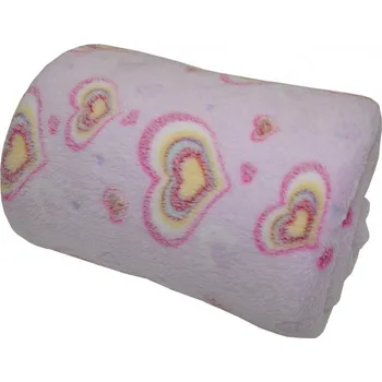 deka Mikroplyšová deka 150 x 200 cm růžová/srdce