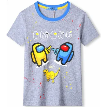 Chlapecké tričko - KUGO TM9202, šedý melír Barva: Šedá, Velikost: 128