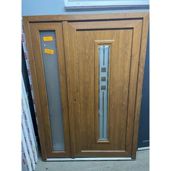 Vchodové dveře SOFT vchodové plastové dvoukřídlé dveře Madrid, 140x200cm, zlatý dub/bílá (vchodové dvoukřídlé dveře 140x200)