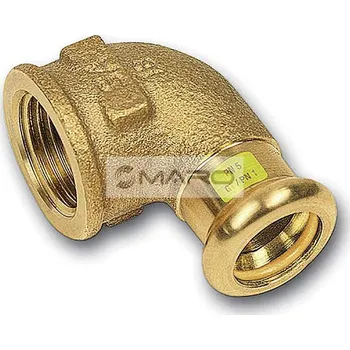 rozdělovač topení Sanha Press Gas Koleno lisovací 90° na plyn s vnitřním závitem i/UZ 11090-15x3/4, 15 x 3/4", 1110901534