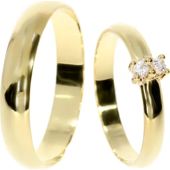 Prsten Zlatnictví Helios Zlaté snubní prsteny L-244 Kameny: Se Zirkony