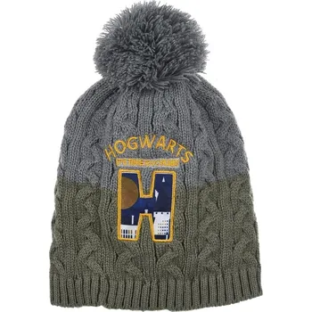 Harry Potter Čepice s bambulí - šedá/khaki Velikost: 54