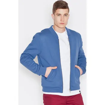 Pánská mikina Bavlněná mikina na zip pánská V004 VISENT Barva: Modrá, Velikost: 2XL