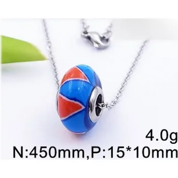 Přívěsek Modro-červený korálek - ocelový přívěsek s řetízkem 45cm