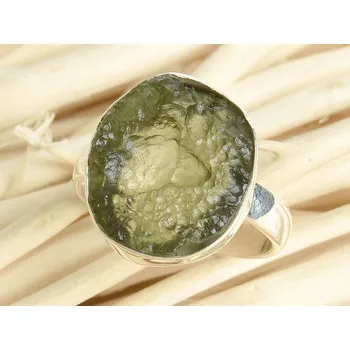 Prsten Surový vltavín prsten vel.53 Ag 925/1000 6,0g