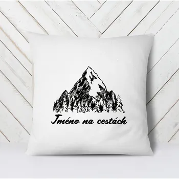 Dekorativní polštářek Domovi Bílý polštář s vlastním jménem Na cestách 40x40