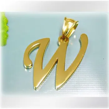 Přívěsek Písmeno W ve zlaté barvě - ocelový přívěsek