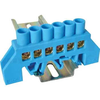 Tracon NPE-B8-6 Můstek na neutrální vodiče (N), izolovaný, modrý 230/400VAC, 100A, 8×12mm, 6P, IP20 (Tracon NPE-B8-6)