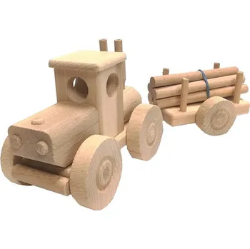 Dřevěná hračka Ceeda Cavity Velký traktor s kládami přírodní