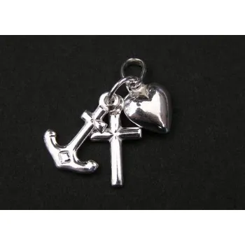 Přívěsek Srdce, kotva, kříž - varianta 3 - stříbrný přívěsek