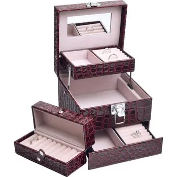 Dárková krabička Velká bordová šperkovnice - 154x154x127