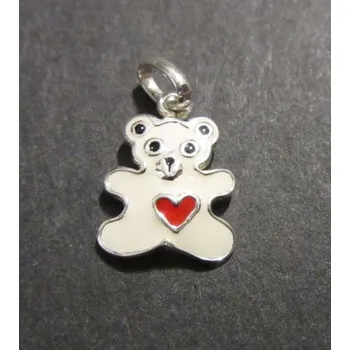 Přívěsek Bílý medvěd se srdíčkem - stříbrný přívěsek