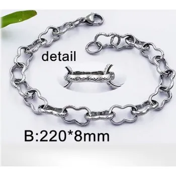 Řetízek 22cm dlouhý ocelový náramek, 8mm široký