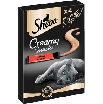 Pamlsek pro kočku SHEBA® Creamy Snacks s hovězím masem 4×12 g