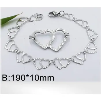 Řetízek Ocelový náramek srdíčkový - 19cm dlouhý a 10mm široký