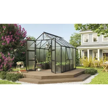 Skleník Skleník Vitavia Olymp 6700 polykarbonát 4 mm 257 x 258 cm černý vč. základového rámu