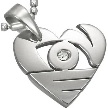 Přívěsek Srdce s kulatým středem - ocelový přívěsek