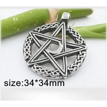 Přívěsek Pentagram s měsícem - ocelový přívěsek