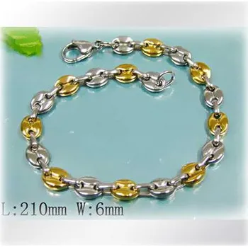 Řetízek 21cm dlouhý a 6mm široký ocelový náramek střídající stříbrnou a zlatou barvu